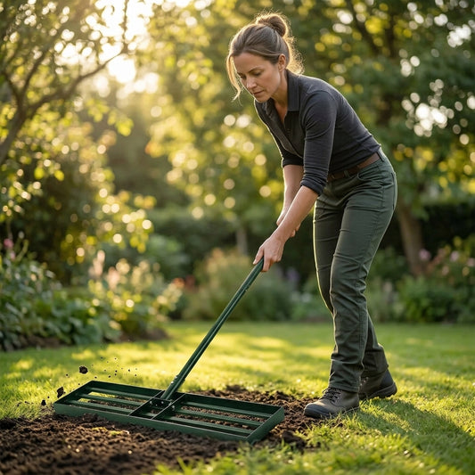 Lawn Leveling Rake - Adjustable Handle Grading Rake