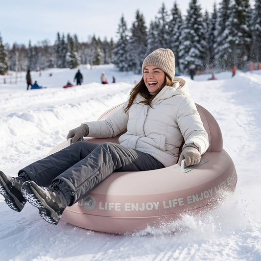 Snow Tube with Backrest - Large Ski Ring with Handles